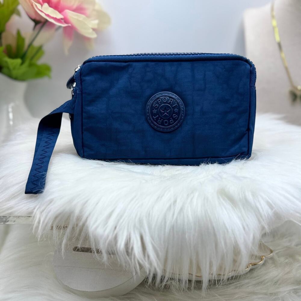 Navy Blue Small Purse or Makeup Cosmetic Wristlet - Picture 3 of 5